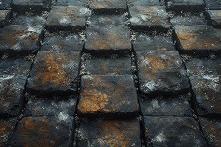textured metal squares of bronze color with scuffs. Texture. Background.の素材