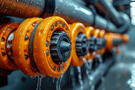 Pipe fittings and flanges for connection to the pipeline, Spanner connections on the pipe.の素材
