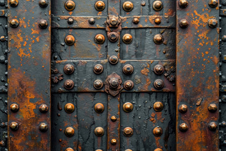 a riveted piece of old metal sheet. Metal background.の素材