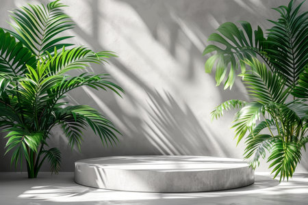 Fresh green plants on a bright sunny wall.の素材