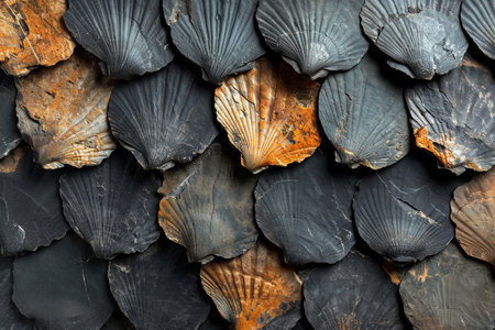 Textures of antique Shells in stone. Wallpaper background.の素材