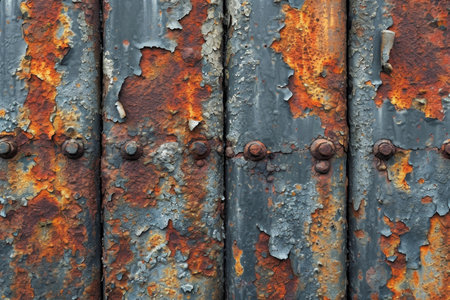 a riveted piece of old metal sheet. Metal background.の素材