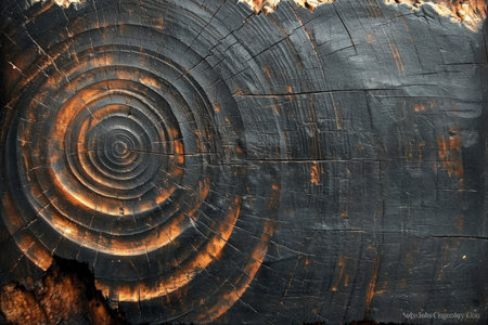 Wooden charcoal texture. Burnt wood background.の素材