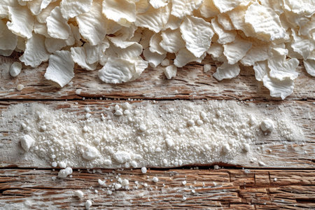 Wooden texture with old white paint. Background.の素材