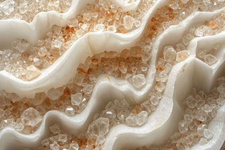 Abstract textured wavy cream colored background, the texture of the background in a luxurious style..の素材