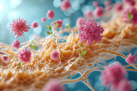 The texture of the abstract background of the hair follicles. 3d illustration.の素材