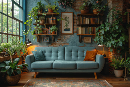 The sofa stands in the home interior. Design concept.の素材