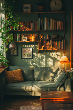 The sofa stands in the home interior. Design concept.の素材