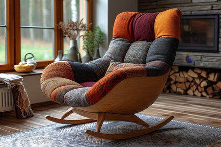 Designer rocking chair for relaxing in the home interior.の素材