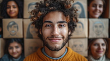 A collage of many different people. People of different nationalities and races.の素材