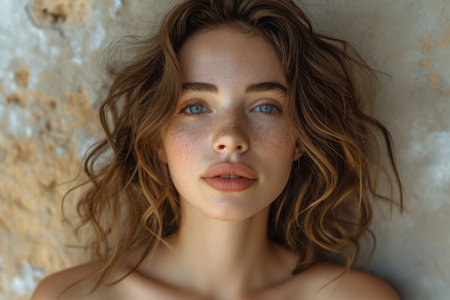 Close-up portrait of a beautiful young girl.の素材