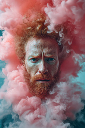 Portrait of young smiling businessman, successful entrepreneur, having triumph at the meeting, built an empire, top manager with a great deal of experience. His subordinates working on the backgroundの素材