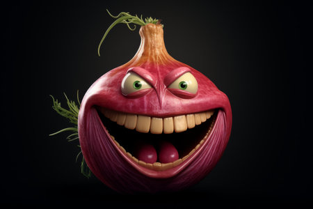 A character from the cartoon "Smiling Bow" on a black background. 3d illustration.の素材