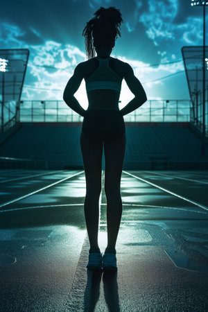 Portrait of a young athletic girl on the street. A girl in sports clothes.の素材