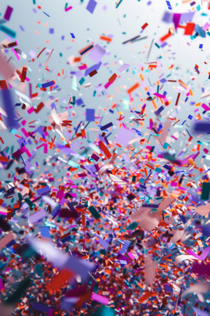 lots of festive flying colorful confetti. The concept of holidays.の素材