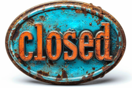 The inscription CLOSED on a white background.の素材