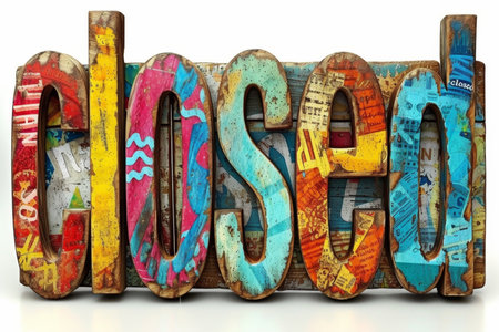 The inscription CLOSED on a white background.の素材