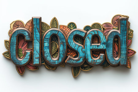 The inscription CLOSED on a white background.の素材