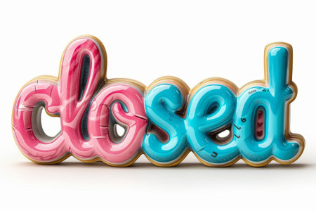 The inscription CLOSED on a white background.の素材