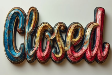 The inscription CLOSED on a white background.の素材