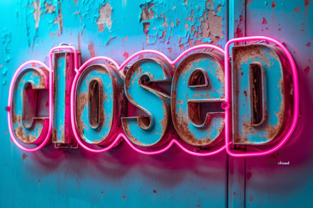 The inscription CLOSED on a white background.の素材