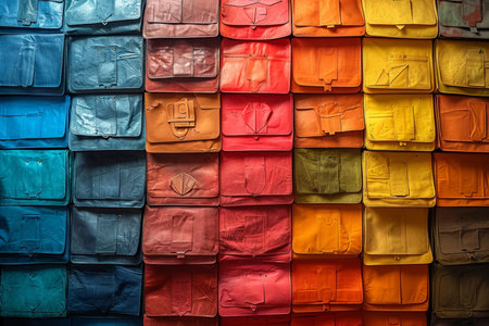 A set of colorful postal envelopes. Colored envelopes.の素材
