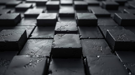 A pattern of 3D cubes. Abstract mosaic of black squares.の素材