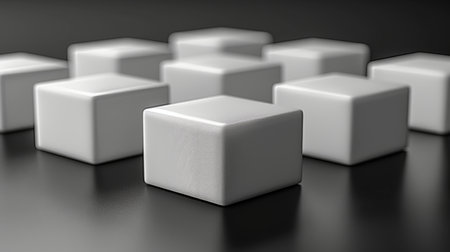 A pattern with 3D cubes. Abstract mosaic of white squares.の素材