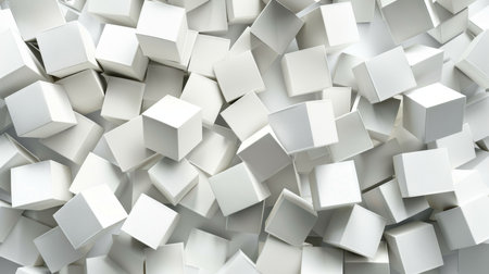 A pattern with 3D cubes. Abstract mosaic of white squares.の素材