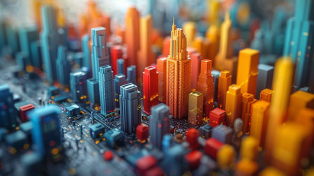 The schedule of investment trading on the stock market. The concept of financial growth with the growth of stocks. 3d illustration.の素材