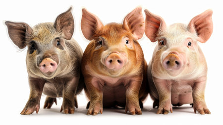 Three Little pigs on an isolated white background.の素材