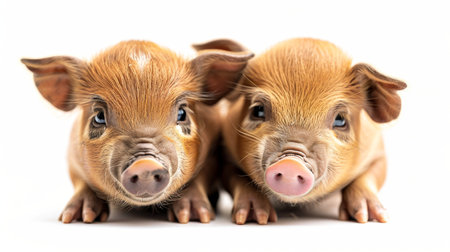 Two little pigs on an isolated white background.の素材