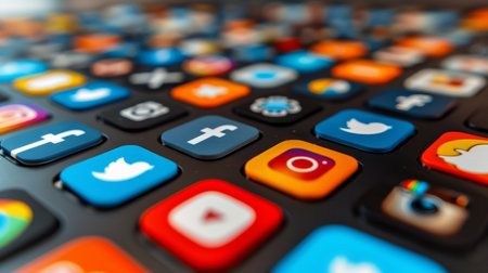 Icons of social networks. Social Media Day.の素材