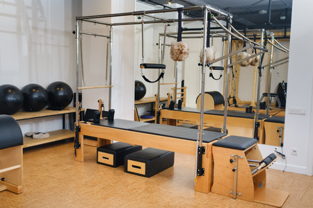 Trapeze table. Trapeze table - Pilates exercise machine.の写真素材