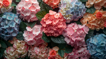 Close-up of bright colorful flowers. Background of flowers.の素材