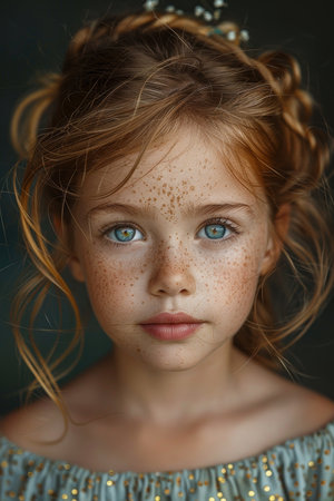 Portrait of a Little Girl in Nature. Children in summer in nature.の素材