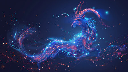 The zodiac sign is Capricorn against the background of space. The astrological calendar. 3d illustration.の素材