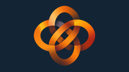 The logo is designed as a simple geometric symbol. Abstract symbol on an isolated background.の素材