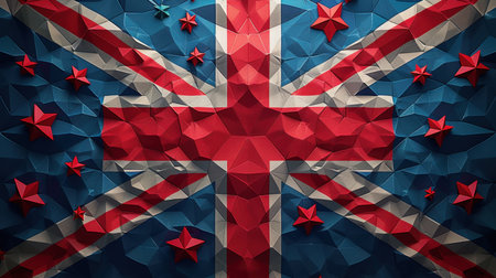 3d Illustration of the British flag flying. Flag of the united kingdom.の素材
