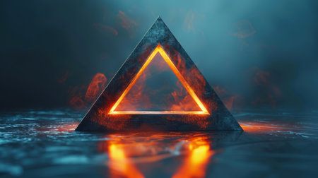 The logo is designed as a simple geometric symbol. Abstract symbol on an isolated background. Geometric shape in the form of a triangleの素材