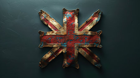 3d Illustration of the British flag flying. Flag of the united kingdom.の素材