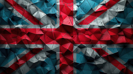 3d Illustration of the British flag flying. Flag of the united kingdom.の素材