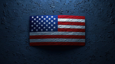 3d Illustration depicting American flag on blue background.の素材