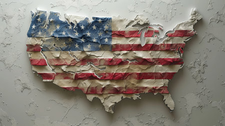 Illustration of the American flag on a white background.の素材