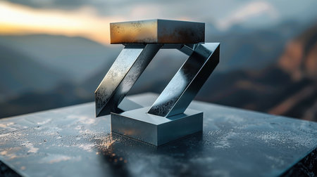 The logo is designed as a simple geometric symbol. Abstract symbol on an isolated background.の素材