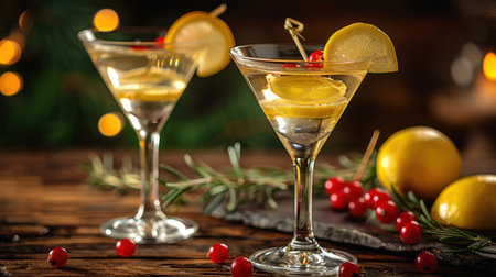 Alcoholic cocktails in glasses standing on the table.の素材