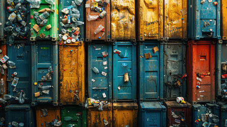 Plastic bottles for recycling . Waste disposal. Environmental pollution. A bunch of empty crumpled bottles.の素材