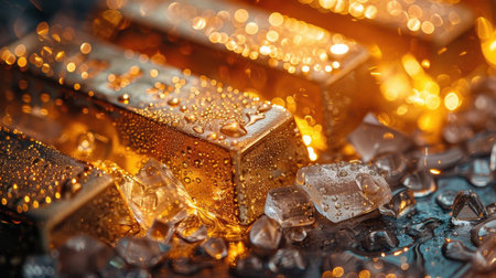 Gold bars and diamonds are in the bank vault. Precious fossils.の素材