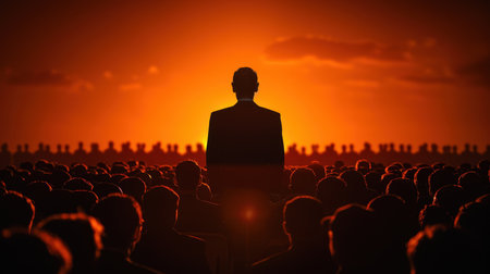A business leader in a formal suit and his subordinates. The concept of business leadership.の素材