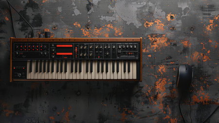 Ancient musical instrument organ on a dark background.の素材